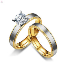 Moda simple barato amantes del acero inoxidable matrimonio mate circón anillos de novia